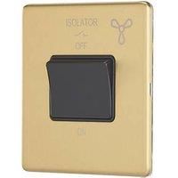 Contactum Lyric 10AX 1-Gang 3-Pole Fan Isolator Switch Brushed Brass with Black Inserts (586RP)