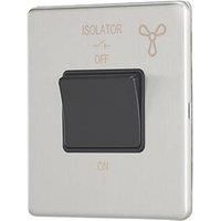 Contactum Lyric 10AX 1-Gang 3-Pole Fan Isolator Switch Brushed Steel with Black Inserts (227RP)