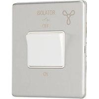 Contactum Lyric 10AX 1-Gang 3-Pole Fan Isolator Switch Brushed Steel with White Inserts (247RP)