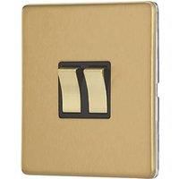 Contactum Lyric 10AX 2-Gang 2-Way Light Switch Brushed Brass with Black Inserts (155RP)