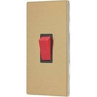 Contactum Lyric 45A 1-Gang DP Control Switch Brushed Brass with Black Inserts (703RR)