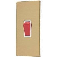 Contactum Lyric 45A 1-Gang DP Control Switch Brushed Brass with White Inserts (569RP)
