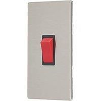 Contactum Lyric 45A 1-Gang DP Control Switch Brushed Steel with Black Inserts (514RR)