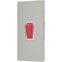 Contactum Lyric 45A 1-Gang DP Control Switch Brushed Steel with White Inserts (827RP)