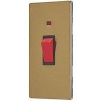Contactum Lyric 45A 1-Gang DP Control Switch Brushed Brass with Neon with Black Inserts (886RP)