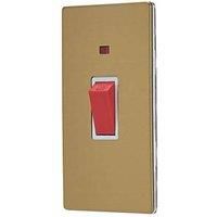 Contactum Lyric 45A 1-Gang DP Control Switch Brushed Brass with Neon with White Inserts (546RK)