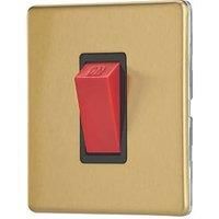 Contactum Lyric 45A 1-Gang DP Control Switch Brushed Brass with Black Inserts (238RR)