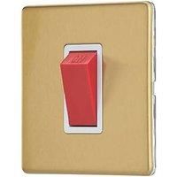 Contactum Lyric 45A 1-Gang DP Control Switch Brushed Brass with White Inserts (613RR)