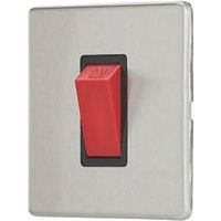 Contactum Lyric 45A 1-Gang DP Control Switch Brushed Steel with Black Inserts (303RP)