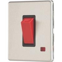Contactum Lyric 45A 1-Gang DP Control Switch Brushed Steel with Neon with Black Inserts (859RR)