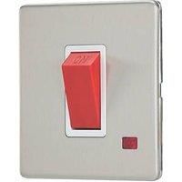 Contactum Lyric 45A 1-Gang DP Control Switch Brushed Steel with Neon with White Inserts (756RK)