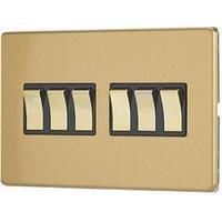 Contactum Lyric 10AX 6-Gang 2-Way Light Switch Brushed Brass with Black Inserts (843RP)