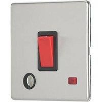 Contactum Lyric 32A 1-Gang DP Control Switch & Flex Outlet Brushed Steel with Neon with Black Inserts (907RR)