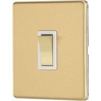Contactum Lyric 20A 1-Gang DP Control Switch Brushed Brass with White Inserts (547RP)