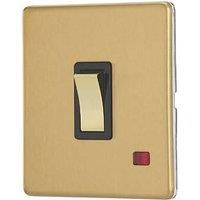 Contactum Lyric 20A 1-Gang DP Control Switch Brushed Brass with Neon with Black Inserts (150RP)