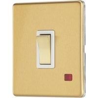 Contactum Lyric 20A 1-Gang DP Control Switch Brushed Brass with Neon with White Inserts (367RP)