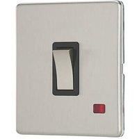Contactum Lyric 20A 1-Gang DP Control Switch Brushed Steel with Neon with Black Inserts (141RR)