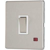 Contactum Lyric 20A 1-Gang DP Control Switch Brushed Steel with Neon with White Inserts (470RR)