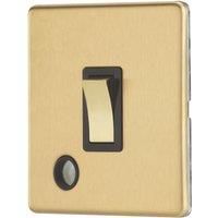 Contactum Lyric 20A 1-Gang DP Control Switch & Flex Outlet Brushed Brass with Black Inserts (460RP)