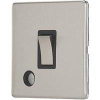 Contactum Lyric 20A 1-Gang DP Control Switch & Flex Outlet Brushed Steel with Black Inserts (591RP)
