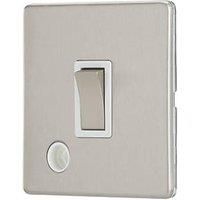 Contactum Lyric 20A 1-Gang DP Control Switch & Flex Outlet Brushed Steel with White Inserts (406RP)