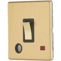 Contactum Lyric 20A 1-Gang DP Control Switch & Flex Outlet Brushed Brass with Neon with Black Inserts (213RR)