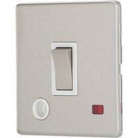 Contactum Lyric 20A 1-Gang DP Control Switch & Flex Outlet Brushed Steel with Neon with White Inserts (353RK)