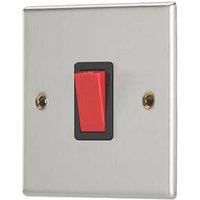 Contactum iConic 32A 1-Gang DP Control Switch Brushed Steel with Black Inserts (217RP)