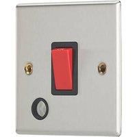Contactum iConic 32A 1-Gang DP Control Switch & Flex Outlet Brushed Steel with Black Inserts (333RP)