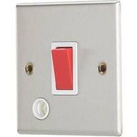Contactum iConic 32A 1-Gang DP Control Switch & Flex Outlet Brushed Steel with White Inserts (382RP)