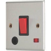 Contactum iConic 32A 1-Gang DP Control Switch & Flex Outlet Brushed Steel with Neon with Black Inserts (305RK)