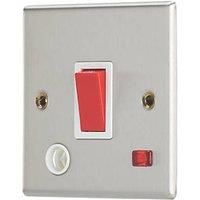 Contactum iConic 32A 1-Gang DP Control Switch & Flex Outlet Brushed Steel with Neon with White Inserts (753RP)