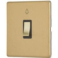 Contactum Lyric 10AX 1-Gang 1-Way Retractive Bell Switch Brushed Brass with Black Inserts (796RP)