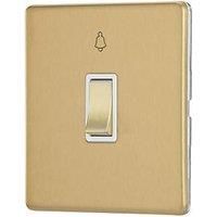 Contactum Lyric 10AX 1-Gang 1-Way Retractive Bell Switch Brushed Brass with White Inserts (660RR)