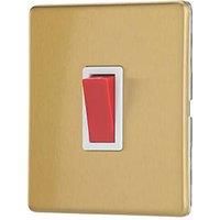 Contactum Lyric 32A 1-Gang DP Control Switch Brushed Brass with White Inserts (747RP)