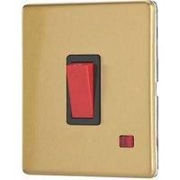 Contactum Lyric 32A 1-Gang DP Control Switch Brushed Brass with Neon with Black Inserts (145RR)