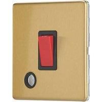 Contactum Lyric 32A 1-Gang DP Control Switch & Flex Outlet Brushed Brass with Black Inserts (517RP)