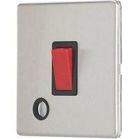 Contactum Lyric 32A 1-Gang DP Control Switch & Flex Outlet Brushed Steel with Black Inserts (629RR)