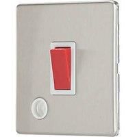 Contactum Lyric 32A 1-Gang DP Control Switch & Flex Outlet Brushed Steel with White Inserts (589RP)