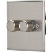 Contactum iConic 2-Gang 2-Way Dimmer Switch Brushed Steel (965RP)