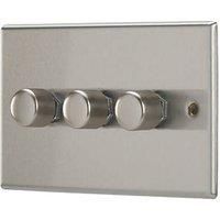 Contactum iConic 3-Gang 2-Way Dimmer Switch Brushed Steel (383RR)
