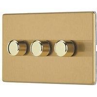 Contactum Lyric 3-Gang 2-Way Dimmer Switch Brushed Brass (316RP)