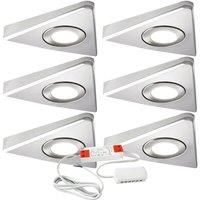 6x 2.6W LED Kitchen Triangle Spot Light & Driver Kit Stainless Steel Warm White