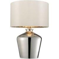 Modern Mirror Table Lamp Gloss Chrome Glass & Ivory Shade Feature Bedside Light