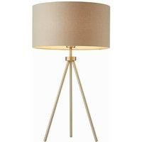 Modern Tripod Table Lamp Nickel & Grey Shade Slim Metal Leg Bedside Desk Light