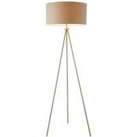 Sleek Tripod Floor Lamp Matt Nickel E27 Free Standing Lounge Light & Grey Shade