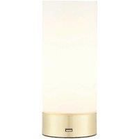 Touch Dimmable Table Lamp Brass & Frosted Glass Shade Modern Light USB Charger