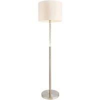 1.5m Tall Floor Lamp Satin Chrome & Shade LED Stem Standing Living Room Light