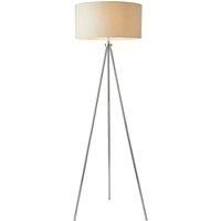 Sleek Tripod Floor Lamp Chrome E27 Free Standing Lounge Light & Ivory Shade