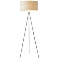 Sleek Tripod Floor Lamp Chrome E27 Free Standing Lounge Light & Ivory Shade